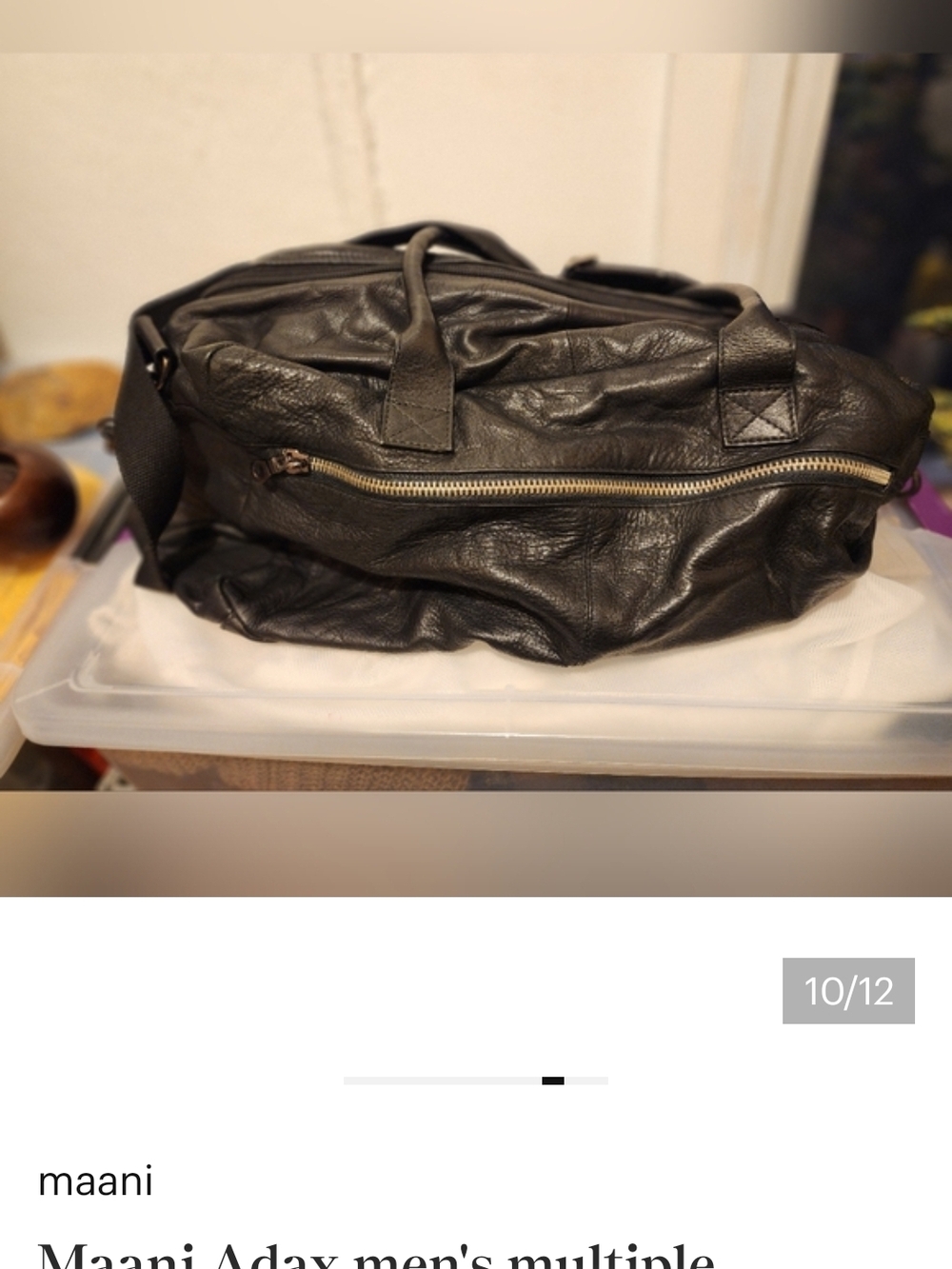 Maani by Adax Men's Black Leather Duffdle  Bag